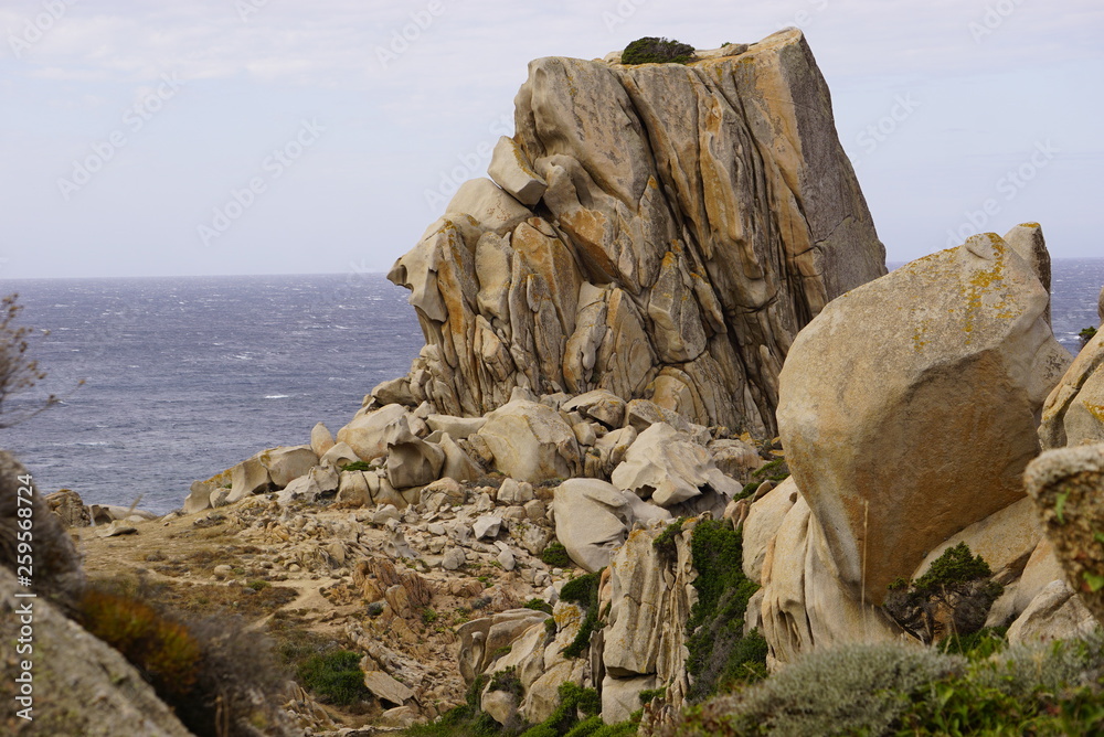 Capo Tesla is granite rocks area on coast in Sardinia Italy