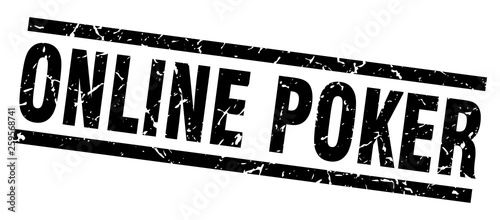 square grunge black online poker stamp
