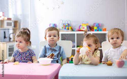Time to eat in kindergarten...