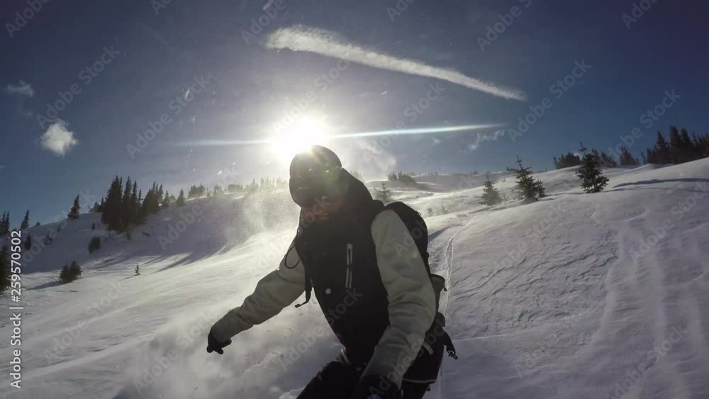 Backcountry Snowboarder Selfie In Colorado Mountains 4K