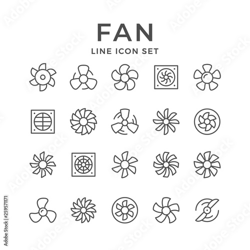 Fototapeta Set line icons of fan