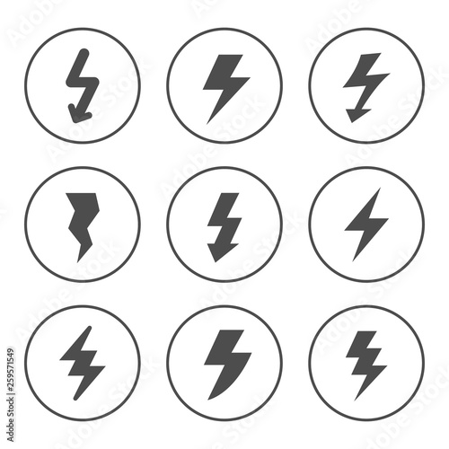 Set round icons of lightning