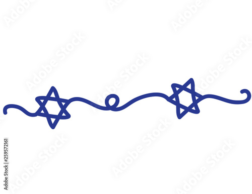 Hand Drawn Blue Star of David icon on White background