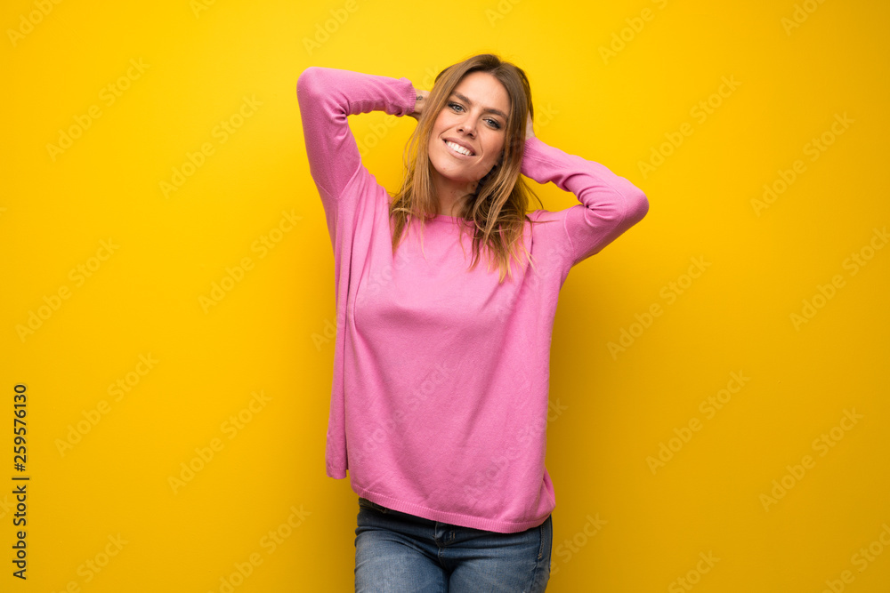 Happy pretty young blonde woman Happy pretty young blonde woman