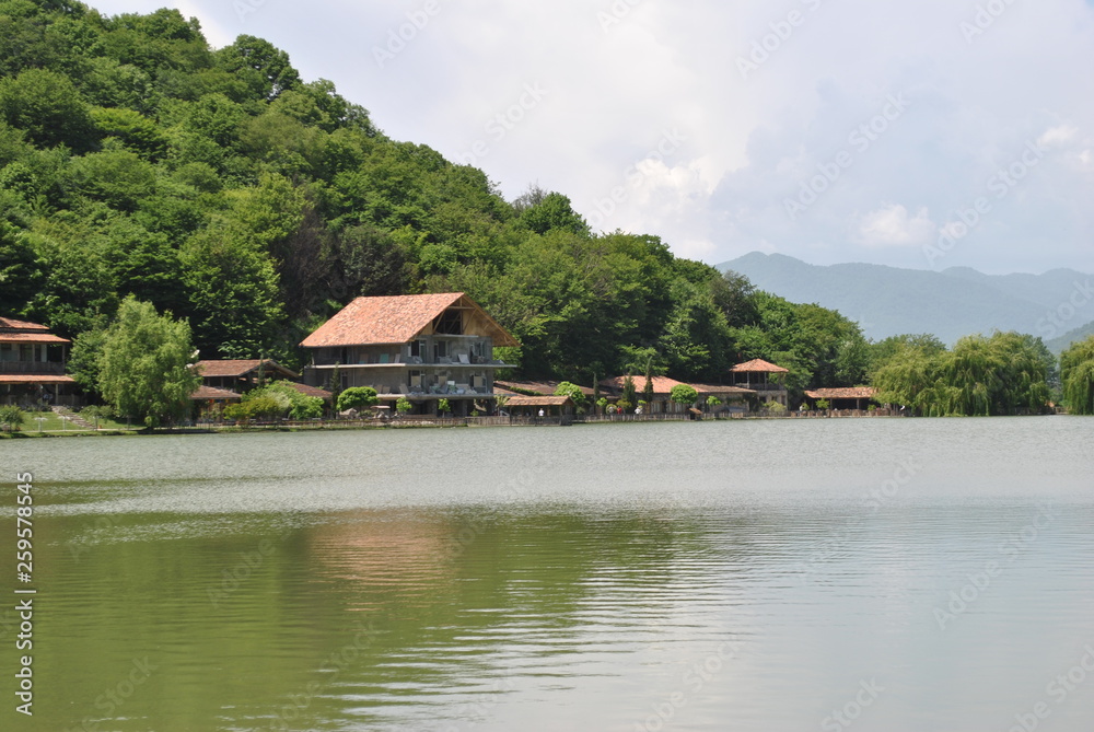 House with lake view in the mountains