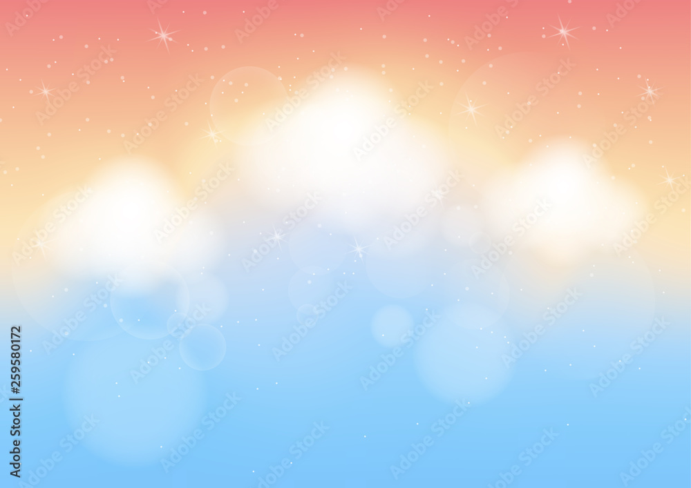 Abstract background with cloud ,sky and star in pastel color.Vector illustration..