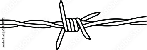 Barbed wire. Line drawing. Vector