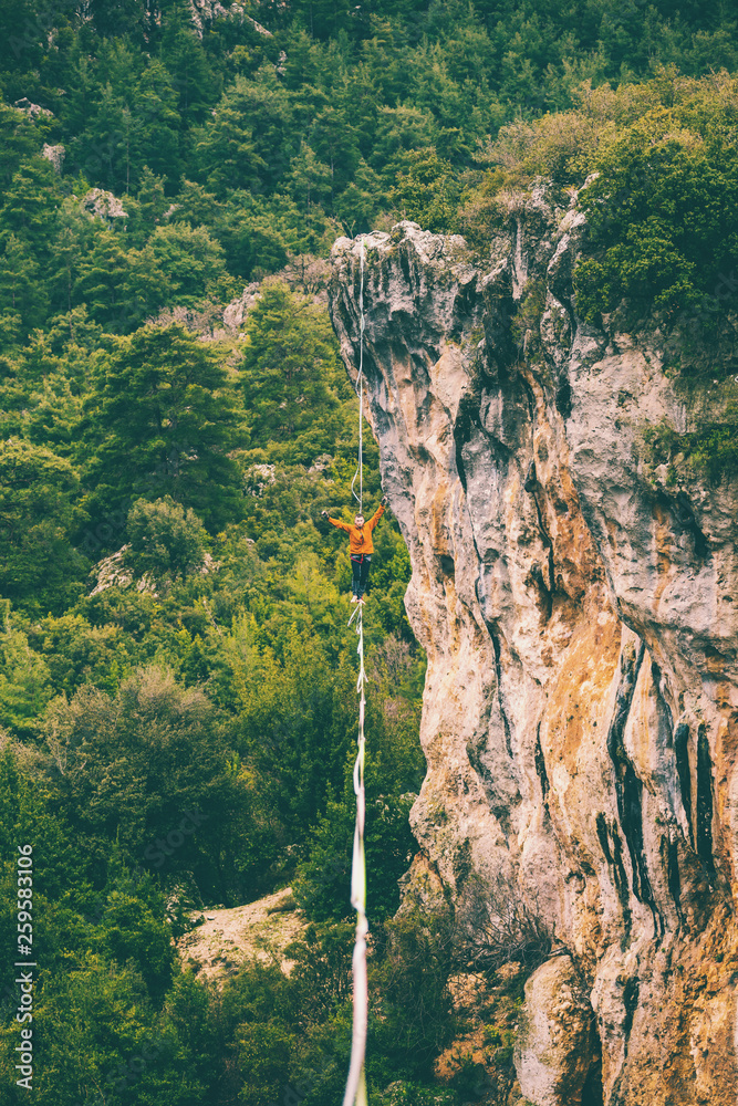 Fototapeta premium Highline in the mountains.