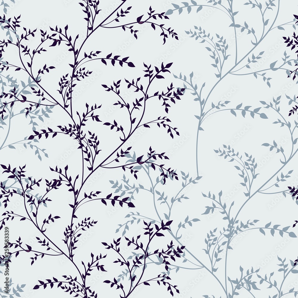 Obraz premium Seamless pattern with image of herbs silhouette on a light background. 