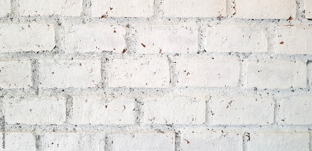 Obraz premium Pattern of painted white grunge brick wall for background - Rough wallpaper, Art painting and Decorative concept