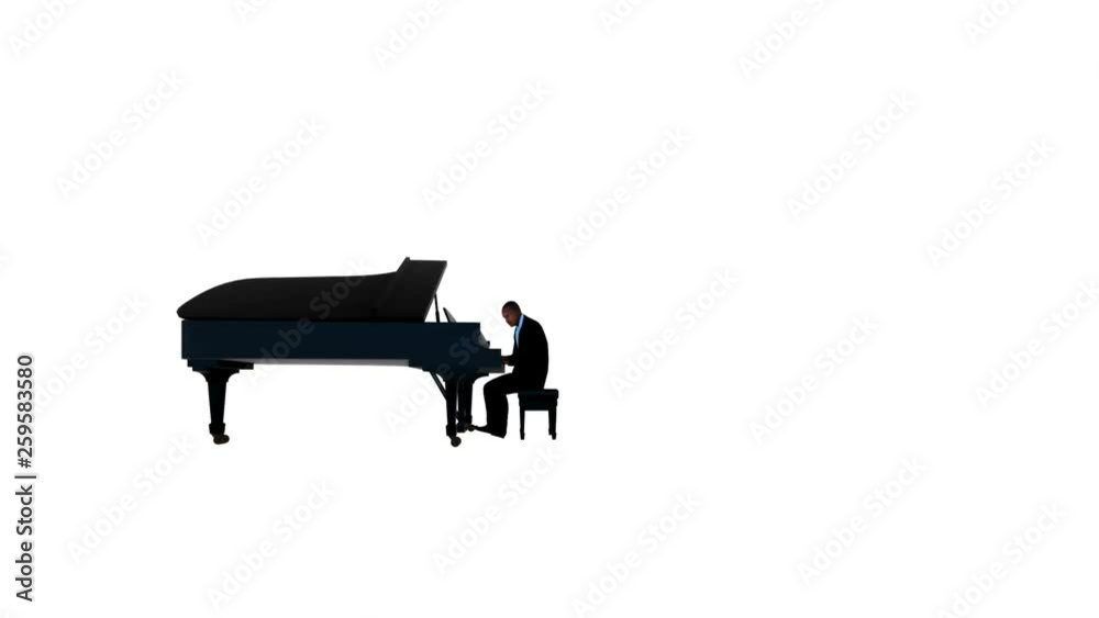 Afro american piano performer, against white