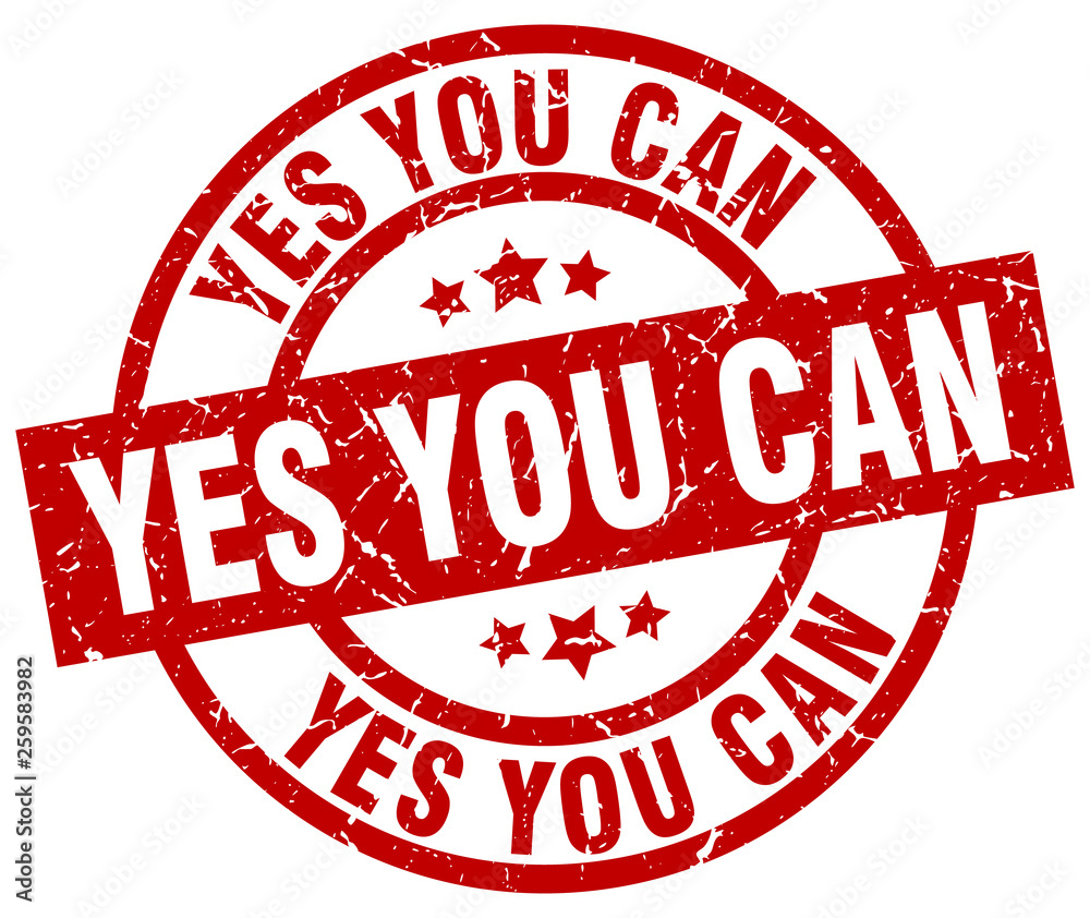 yes you can round red grunge stamp yes you can round red grunge stamp
