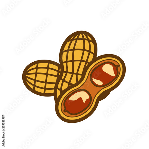 Peanut butter vector icon. Cartoon illustration of peanut icon for web design. Nuts emblems and labels isoleted on white backgraund