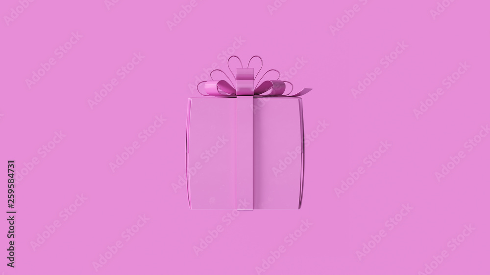 Pink Wrapped Present Gift with a Bow 3d illustration 3d rendering
