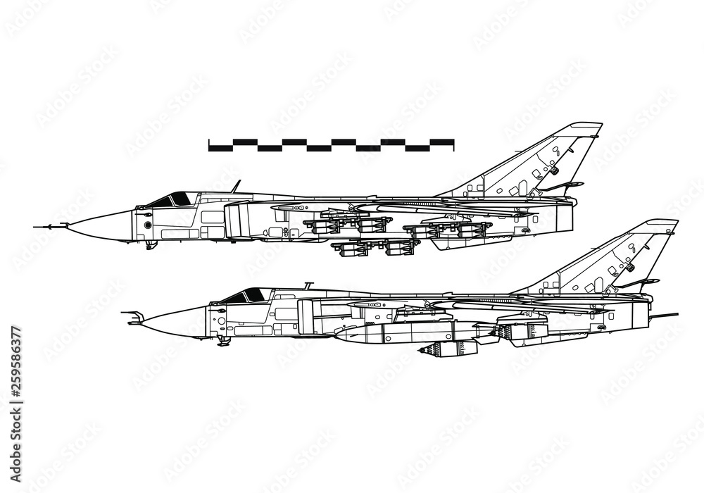 Sukhoi Su-24 Fencer. Outline drawing