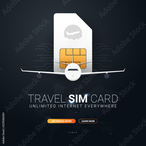 Travel Sim Card. Technology concept. Vector Illustration.