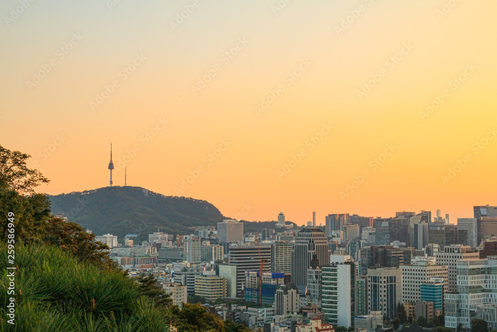 노을지는 아름다운 서울의 풍경