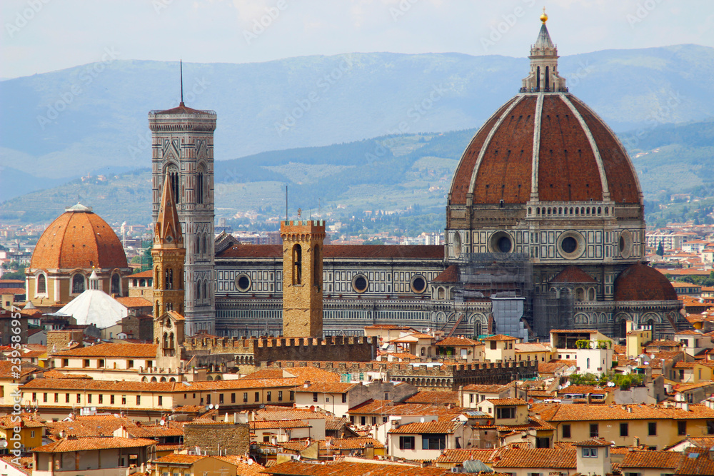 Fototapeta premium View of Santa Maria dei Fiori Church from Piazza Michelangelo, Florence, Tuscany, Italy