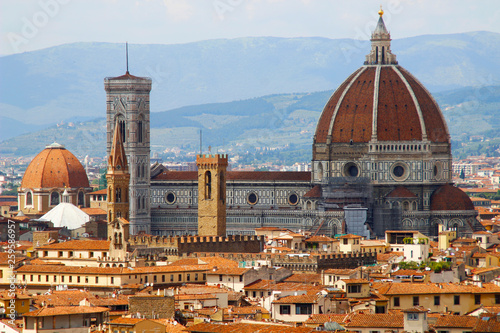 View of Santa Maria dei Fiori Church from Piazza Michelangelo, Florence, Tuscany, Italy