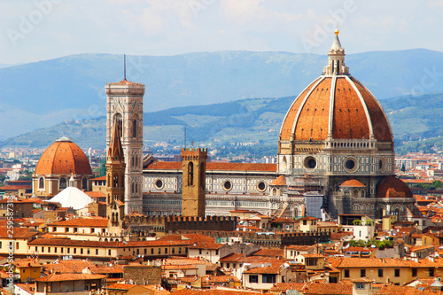 View of Santa Maria dei Fiori Church from Piazza Michelangelo, Florence, Tuscany, Italy