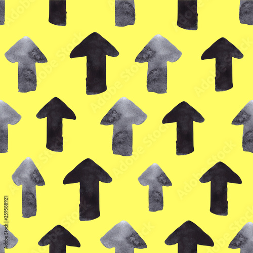 Watercolor seamless pattern with hand drawn arrows on a colored background.