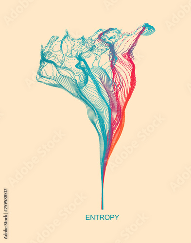 Array with dynamic emitted particles. Water splash imitation. Abstract background. Vector illustration.