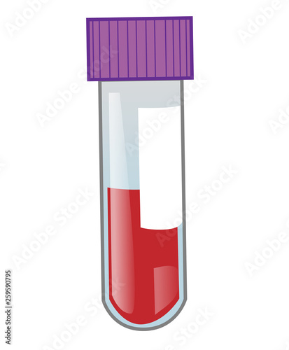 Cartoon colorful blood test tube isolated on white background