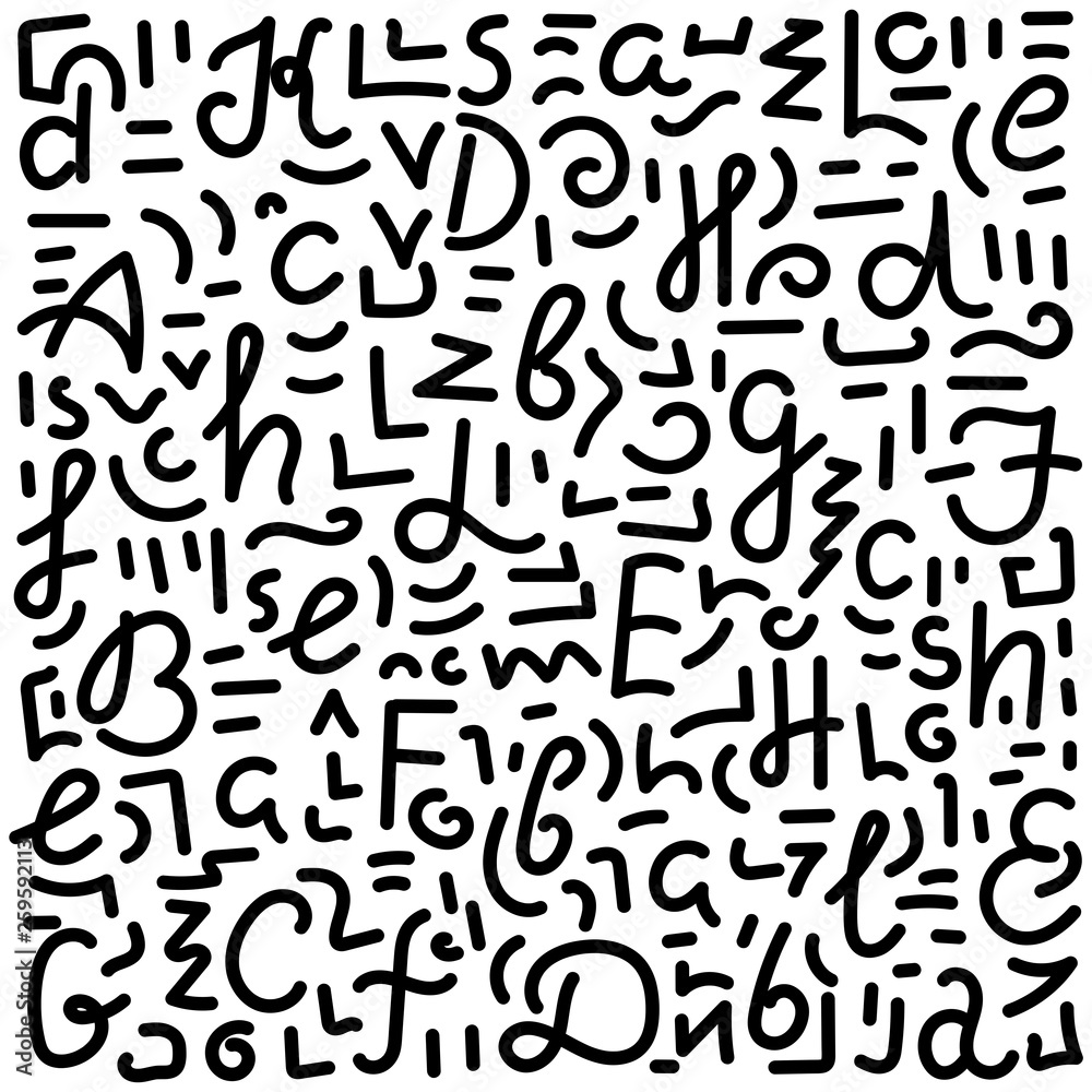 Doodles hand-drawing. Letters, Background.Vector illustration Doodles hand-drawing. Letters, Background.Vector illustration