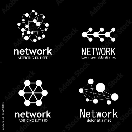 Network And Communication Icon Set - Isolated On Black Background - Vector Illustration Of Technology Logo. Simple Network Symbols For Web, Technology Icons And App Template
