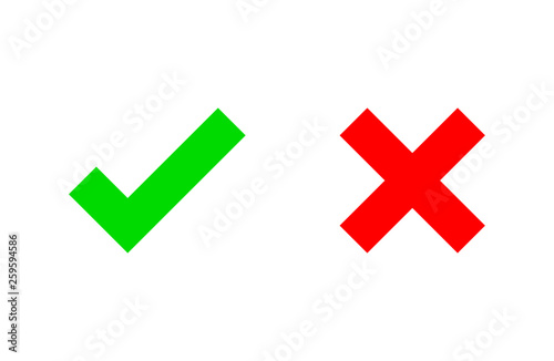 Check marks icons. accept and reject. right and wrong. Isolated on white background. Vector Illustration.