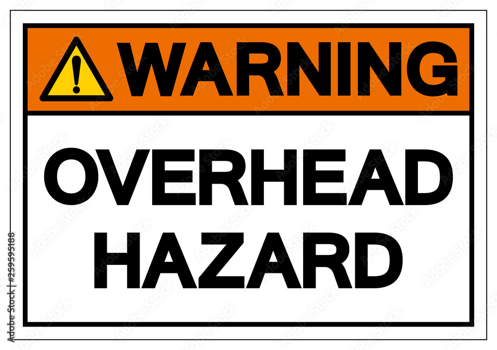 Warning Overhead Hazard Symbol Sign ,Vector Illustration, Isolate On White Background Label. EPS10