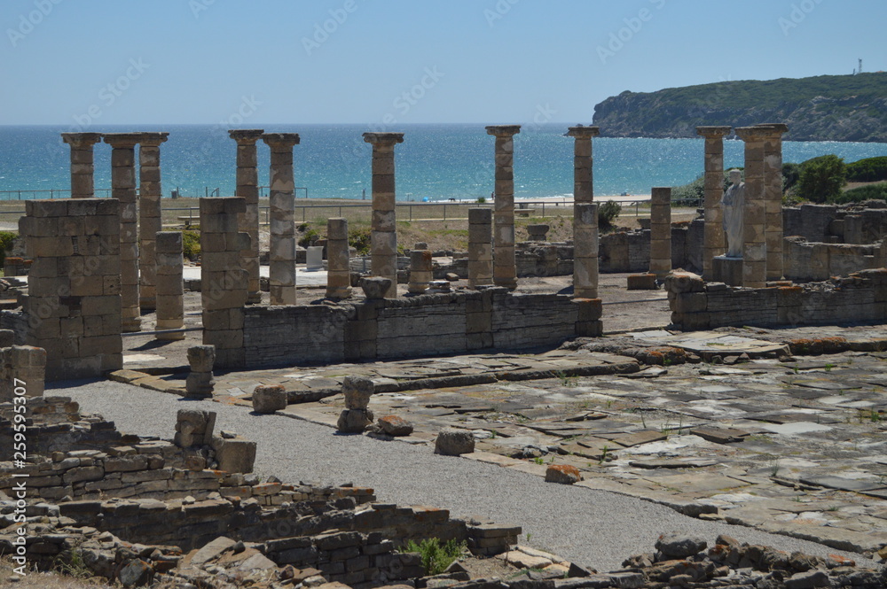 Triada Capitolina Temple In Roman City Baelo Claudia Dating In The 2nd Century BC .. Picture And Royalty Free Image. Nature, Architecture, History, Archeology. July 10, 2014. Tarifa, Cadiz, Spain.