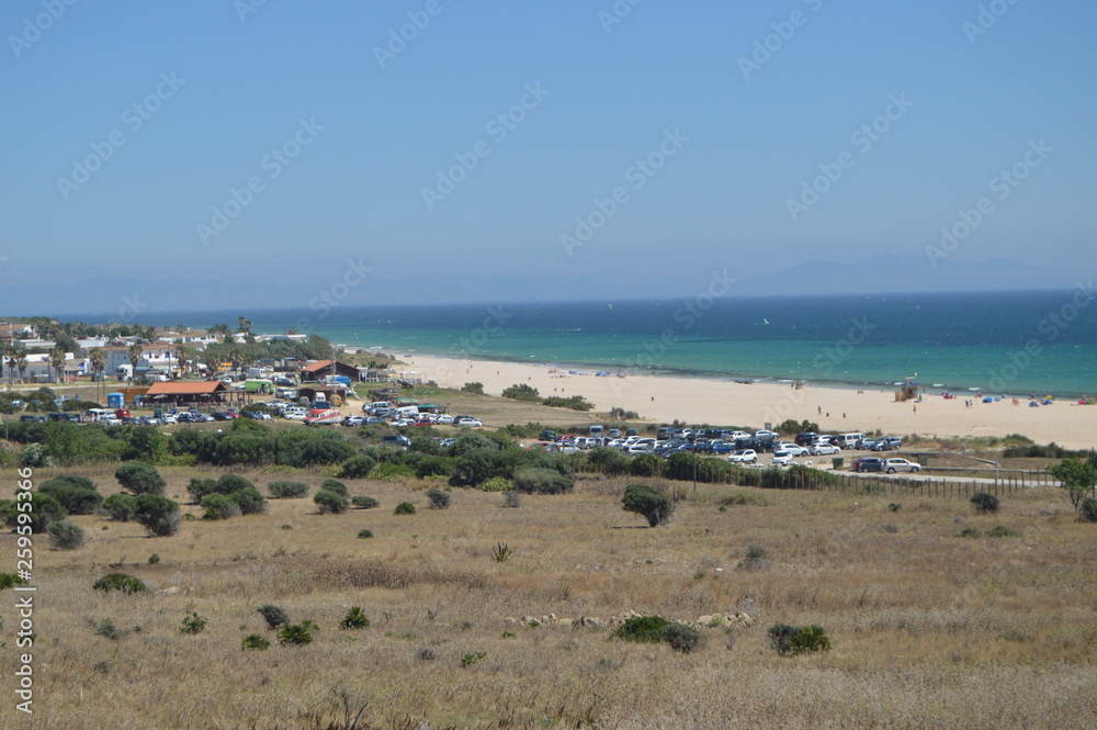 Only Virgin Beach Incredibly Preserved In The Iberian Peninsula Beach Of Bologna In Tarifa. Nature, Architecture, History, Street Photography. July 10, 2014. Tarifa, Cadiz, Spain.