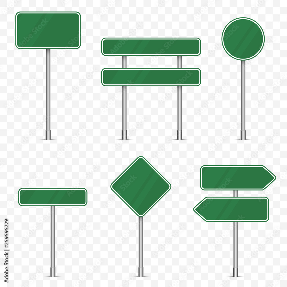 Set of road signs isolated on transparent background. Vector ...