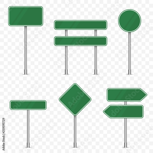 Set of road signs isolated on transparent background. Vector illustration.