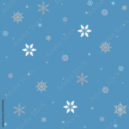 Snowflakes - raster pattern on a blue background