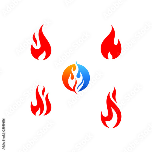  Modern Fire Flame Icon Logo Set collection vector with hot color