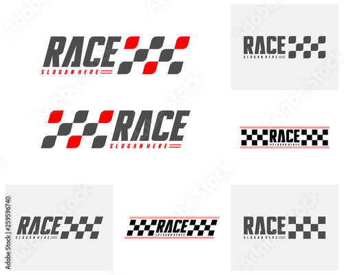 Fototapeta Set of Race flag Design Concepts Icon