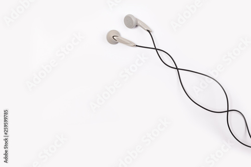Headphones isolated background top view