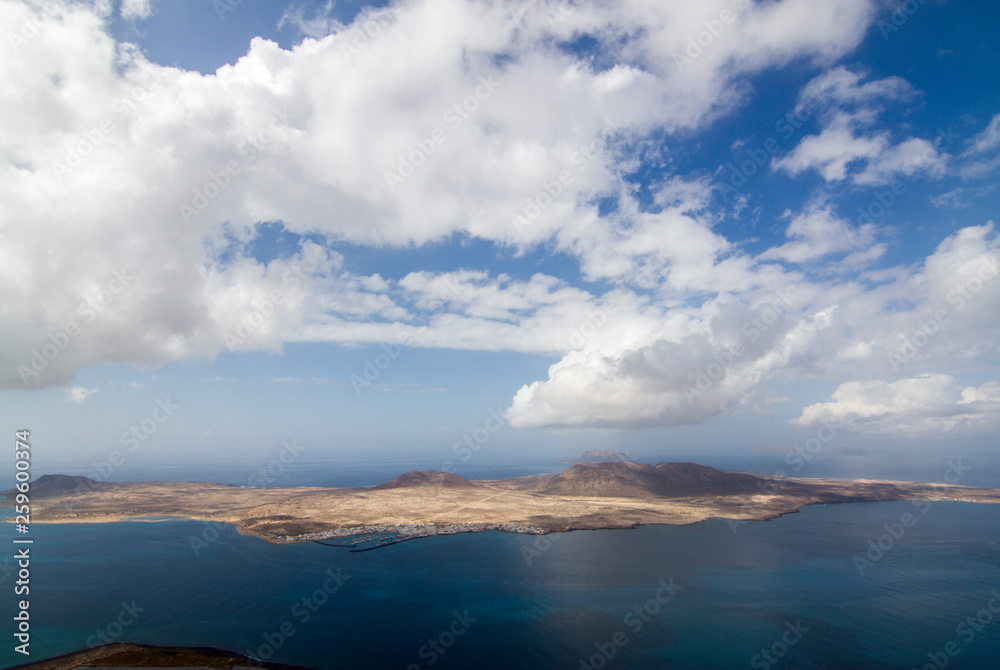 Panoramic view of La Graciosa Islamd from Lanzarote