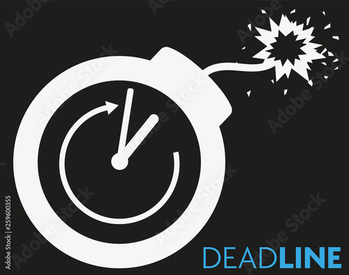 deadline concept icon with clock and blazing fuse