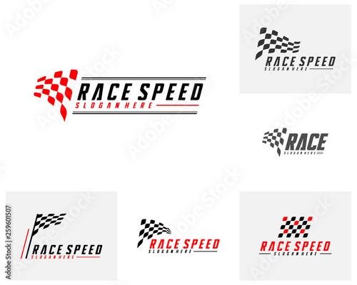 Set of Race flag Design Concepts Icon. Speed Flag Simple Design Illustration Vector. Icon Symbol