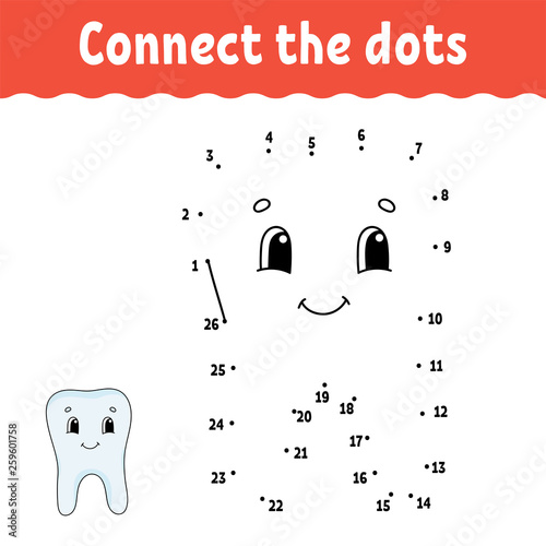 Dot to dot. Draw a line. Handwriting practice. Learning numbers for kids. Education developing worksheet. Activity page. Game for toddler and preschoolers. Isolated vector illustration. Cartoon style.