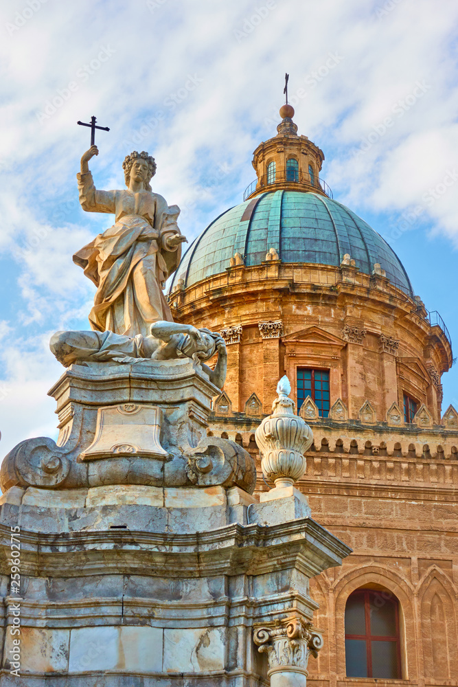 Palermo Cathedral with Santa Rosalia statue