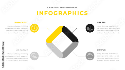 yellow infographic diagram chart modern business presentation design. Editable annual report flyer leaflet corporate presentation banner design template. Simple webpage design