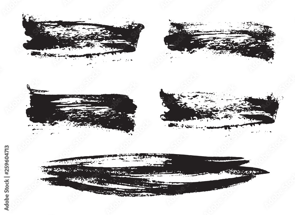 Brush strokes Set hand drawn grunge texture vector illustration isolated on white background Brush strokes Set hand drawn grunge texture vector illustration isolated on white background