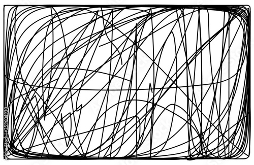 Abstract monochrome background, freehand scribble vector illustration