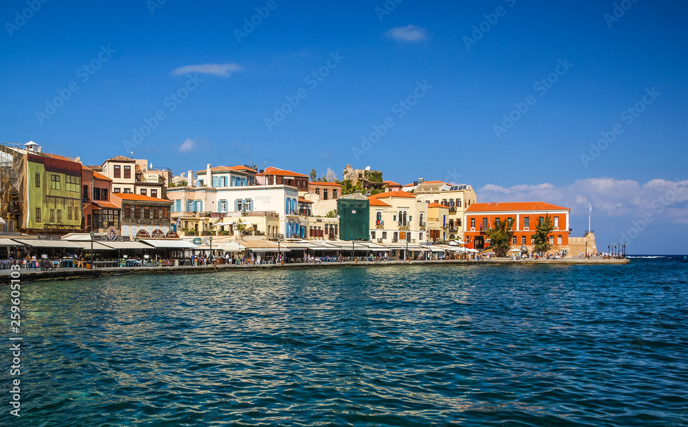 Sea harbour in Chania, Crete island.