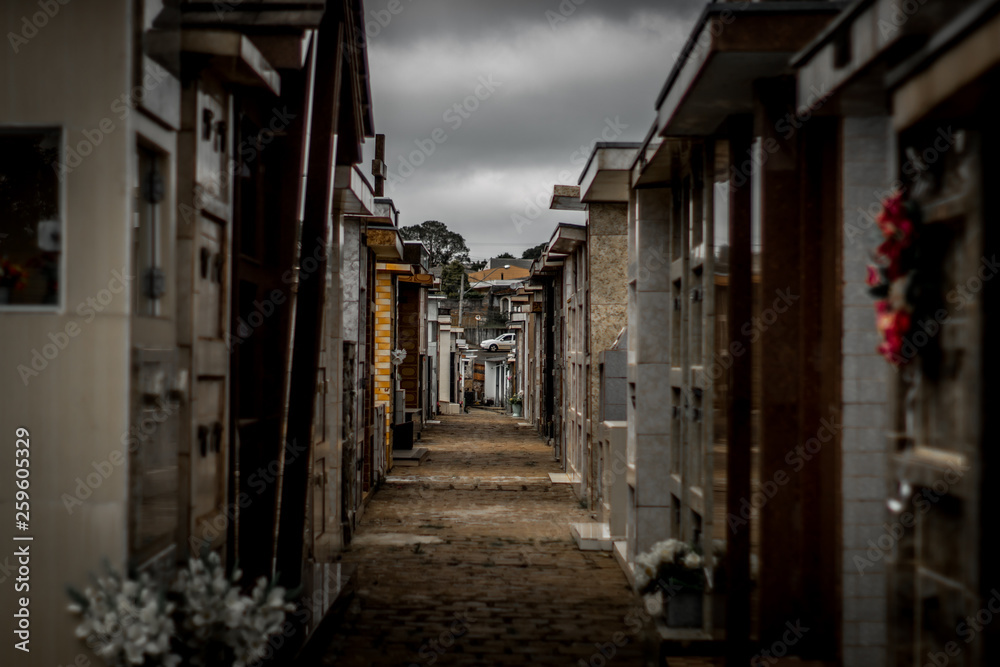 Cemetery in a cloudy day/ Cemetery dark image