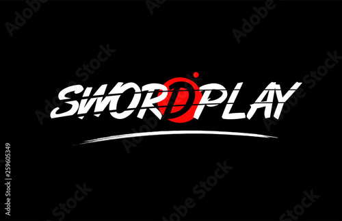 swordplay word text logo icon with red circle design